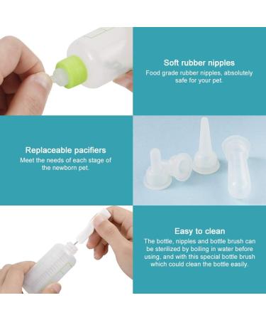 Xinstroe Puppy Nursing Bottle Kit Feeding Bottle with 4 Replacement Nipples for Newborn Kittens Puppies Rabbits Small Animals 60 ml - Buy Online on GoSupps.com