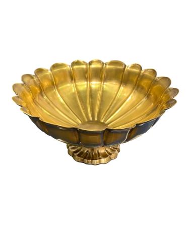Fruit Bowl Brass Petal Design Metal Fruit Holder Basket Living Room Decoration Retro Ornament Kitchenware Gift 28x28x15cm