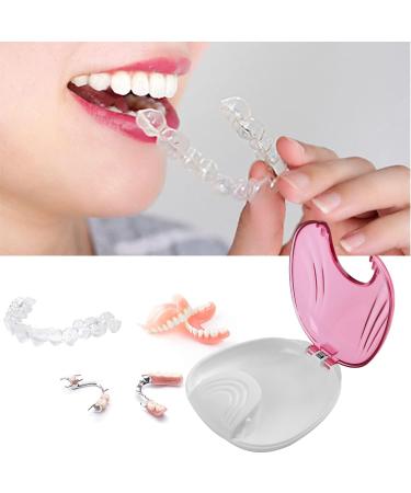 Press-to-Open Retainer Case Portable Denture Box Teeth Retainer Box False Teeth Container for Denture Braces Mouth Guard (Pink) - Buy Online on GoSupps.com