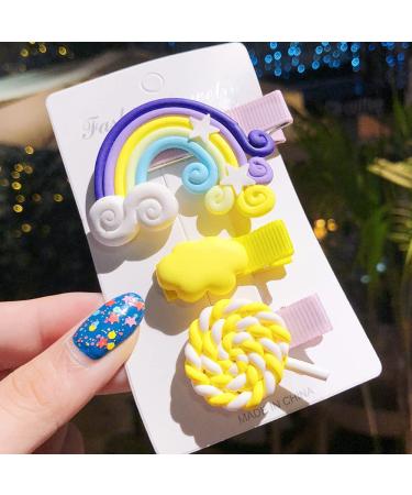 12 Pack Cartoon Hair Clips for Kids - Multicolored Silicone Hair Accessories with Rainbow & Cloud Designs for Birthdays Parties & Holidays - Buy Online on GoSupps.com
