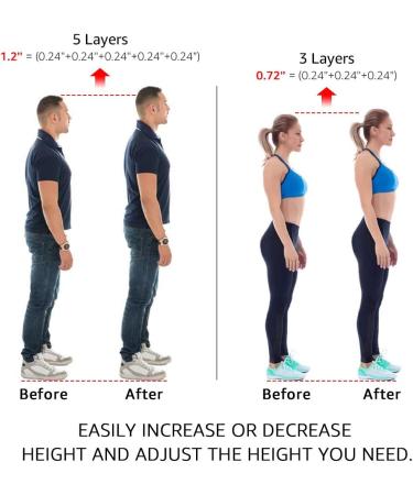 Dr.Foot Adjustable 5-Layer Height Increase Insoles - Silicone Heel Cushion Inserts for Men and Women - Gel Heel Lift Inserts for Leg Length Discrepancy - Buy Online on GoSupps.com