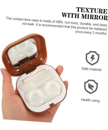 Buy Homsfou 2-in-1 Contact Lens & Makeup Mirror Case - Travel Cosmetic Box - Brown ABS Compact & Stylish - 7.3x7.3x2.6cm - Buy Online on GoSupps.com