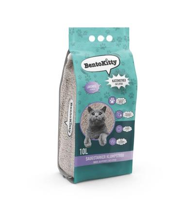 Bentokitty cat litter (10l 1 Pack) with lavender fragrance clumping white fine -grained lump litter made of bentonite suitable for sensitive cat paws 10L (1 Pack) lavender