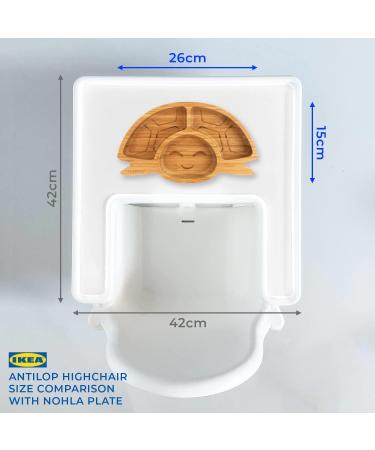 Nohla Tate the Turtle Bamboo Baby Weaning Suction Plate - Spill-Proof 15cm x 26cm, Ideal from 6 Months - 100% Organic Bamboo & FDA Silicone, BPA-Free - Green - Buy Online on GoSupps.com