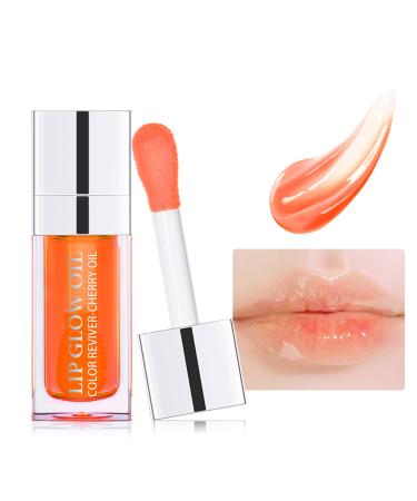 Prreal Tinted Lip Oil Plumping Lip Gloss Hydrating Lip Glow Oil Lip Care Moisturizing Clear Toot Lip Oil for Dry Lips Nourishing Water Glossy Glass Lip Oil Gloss Non-Sticky Shine Lip Tint (Coral)