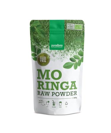 Purasana® Organic Moringa Powder - 100% Pure and Organic Food Supplement, Rich in Proteins and Antioxidants - Ideal for Smoothies, Teas and Juices - 200g
