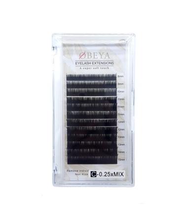 Obeya eyelash extension individual eyelash thickness 0.25mm C curl 8-15mm mixed length artificial false eyelashes individually volume eyelashes for eyelash extensions thickness 0.25 mm -c curl