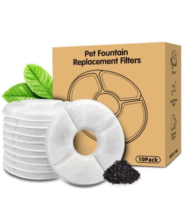 10-Pack Replacement Filters for Cat Fountain | Pet Water Fountain Filter | Activated Carbon Filter