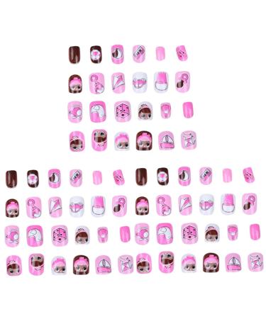 POPETPOP Children Fake Nail 3 Sets Kids False Nail Kids Art Fake Nail Nail Stickers Nail Art Decals Colorful Kids Nail Stickers Child Cartoon Fake Nail Patch Cartoon Nail Art Sticker