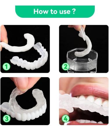 2 Pair Lightning Dentures | Cosmetic Veneers Snap-On Teeth for Men & Women | Dental Repair Set - Buy Online on GoSupps.com