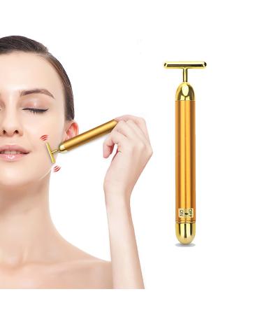 Beauty Bar Gold Facial Massager for Skin Care Electric T-Shape Tools Face Lifting and Firming Anti-Wrinkles Skin Tightening (Gold)