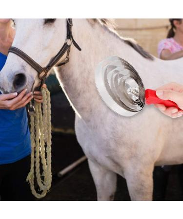 Weikeya Horse Itching Brush Metal Livestock Brush Curry Shedding Comb with Soft Hand Grip for Large Six Stainless Steel Ringed - Buy Online on GoSupps.com