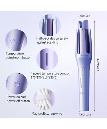 Velasko Self Curling Hair Curler - 32mm Anion Rotating Iron for Long Hair | Portable Electric Hair Curler for Quick Styling - Purple - Buy Online on GoSupps.com