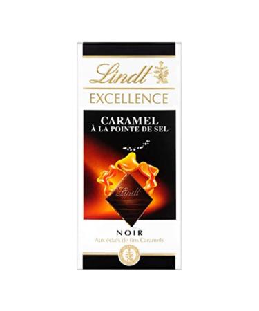 Lindt Dark Chocolate, extra fine traditional, with caramel grains, caramelized sugar and fleur de sel - 100g bar