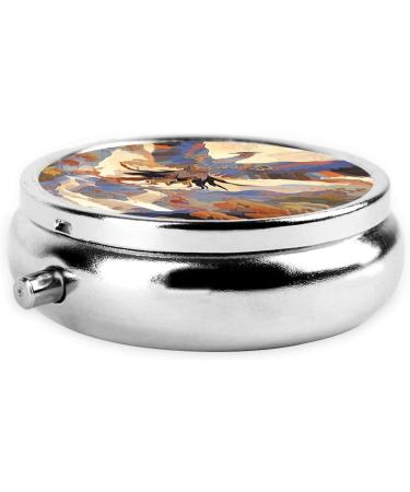 ROC with Wings Portable Metal Pill Box - Round Mini 3-Compartment Travel Case for Small Pills | Black Design - Buy Online on GoSupps.com