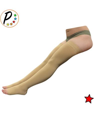 Buy Thigh Open Toe 20-30 mmHg Firm Compression High Leg Stockings - Beige L/XL | Best for Swelling Relief | International Shipping - Buy Online on GoSupps.com