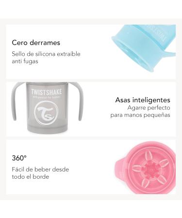 Twistshake 360 Cup 6+m - Pastel Grey & Black | Spill-Proof Baby & Toddler Cup for Easy Hydration | International Shipping Available - Buy Online on GoSupps.com