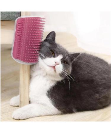 Bobozhong Cat Brush Set - 2 Large Self-Grooming Brushes for Cats | Wall Corner Cat Groomer with Catnip & Screws - Pink & Red - Buy Online on GoSupps.com