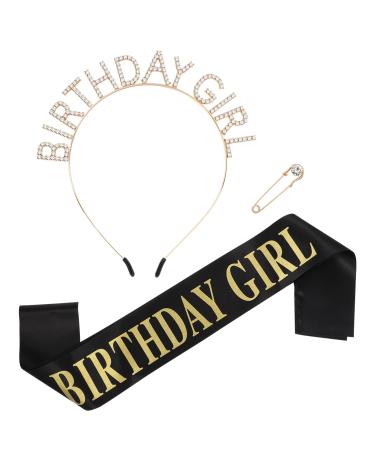 FRCOLOR Birthday Headbands Crystal Birthday Tiara Crown Birthday Headpiece Party Decorations Supplies