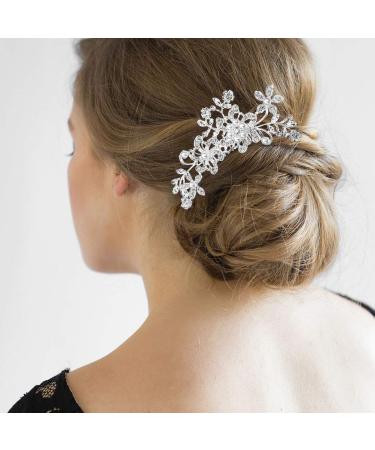 Bridal Wedding Hair Combs - 44 Pcs Pearl Crystal Accessories | Silver Rhinestone Spiral Pins for Brides, Bridesmaids - U Shaped Clips for Women - Buy Online on GoSupps.com
