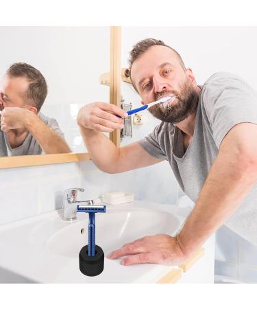 Heallily Men's Aluminum Alloy Safety Razor Stand - Double Cut Razor & Accessories for Bathroom - Black - Buy Online on GoSupps.com