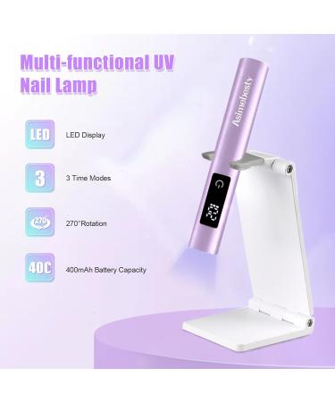 Asimebesty UV Lamps for Gel Nails Mini Handheld UV LED Nail Lamp with Stand Portable Rechargeable Nail Dryer with LED Screen 20/60/90S Timer Flash Cure UV Nail Lamp for Fast Drying Violet - Buy Online on GoSupps.com