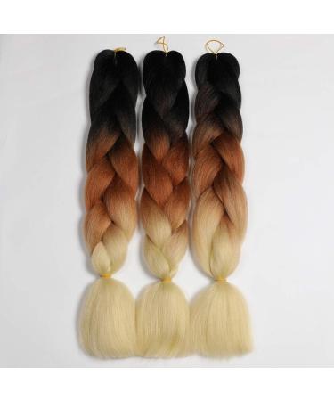 Showjarlly Kanecalon Hair Extensions - Ombre Jumbo Braid 24 Box Braids African Kunsthaar - 61cm (3 Color Options: Brown Cream White) - Buy Online on GoSupps.com