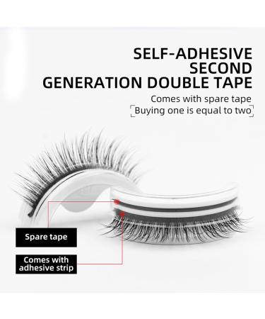 Self Adhesive Eyelashes - 2 Pcs Reusable No Glue False Lashes + 10 Transparent Waterproof Strips for Natural Look - Easy Application w08-T - Buy Online on GoSupps.com