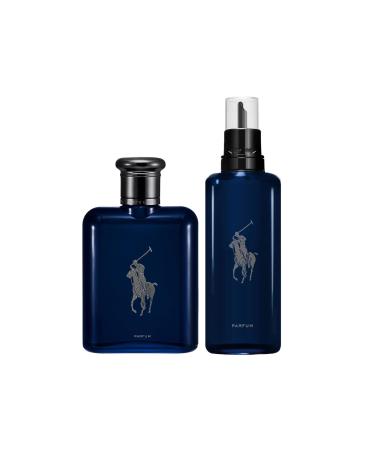 RALPH LAUREN FRAGRANCES Polo Blue - Parfum - Men's Cologne - Refillable Cologne Set - With Citrus Oak and Vetiver - Intense Fragrance - 4.2 Fl Oz Bottle & 5.1 Fl Oz Refill