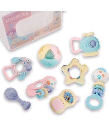 WISHTIME Baby Rattles Teether Toy Set - 8 Piece Newborn Musical Toy Set for Early Education and Development | Perfect Christmas Gift for Infants - Buy Online on GoSupps.com