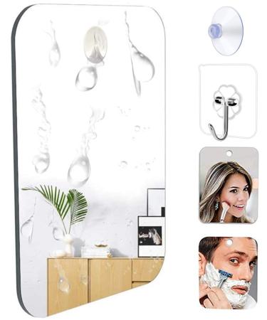 zhinan Anti-Fog Shower Mirror Fogless Bathroom Shaving Mirror Fog-Free Travel Mirror Shower Makeup Shave Mirror Wall Hanging Shatterproof Mirror with Removable Adhesive Hook Small  Portable  Handheld