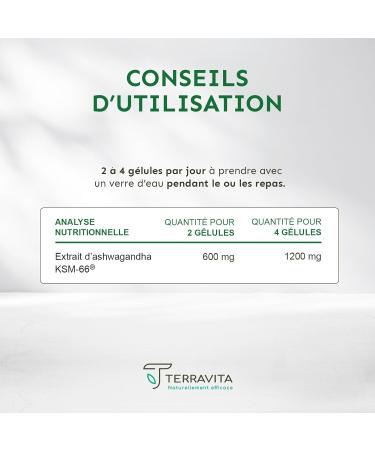 ORGANIC ASHWAGANDHA KSM-66 | Extra Strong Dosage 1200 mg | 5% Withanolides | Sleep Vitality Stress & Memory | No Controversial Excipients | 120 Vegan Capsules | Made in France | Terravita - Buy Online on GoSupps.com