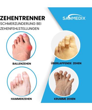 SanMedix Toe Spreader - Silicone Toe Separator Set for Men & Women | 3 Pairs (6 Pieces) | Correct Hallux Valgus Bunion Hammer Toe - Buy Online on GoSupps.com