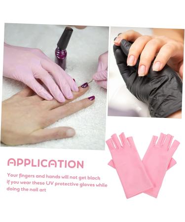 DRESSOOS 1 Pair Nail Gloves Manicure Gloves Anti UV Half Finger Gloves Protective Gloves Nail Art Salon Gloves UV Protection Gloves for Manicure Gel Fingerless Nail Supplies Pink Spandex - Buy Online on GoSupps.com