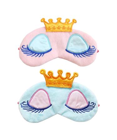EleCharm 2-Pack Women Girl's Sleeping Eye Mask Princess Crown Eyelash Cosplay Blindfold Travel Party Eye Mask