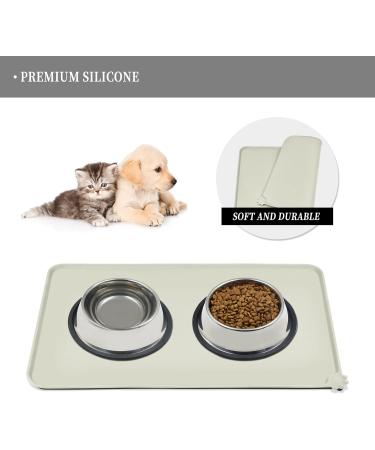 Reopet Silicone Feed Mats for Pets Waterproof Dog & Cat Food Mats with Elevated Edges 87x57 cm Beige 1-Pack - Buy Online on GoSupps.com