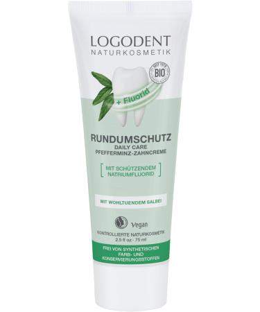 Logodent Natural Cosmetics Extrafrical All-round protection Daily Care toothpaste with fluoride with bio-pfferminz oil with sodium fluoride for effective caries prophylaxis vegan 1 x 75ml - Buy Online on GoSupps.com