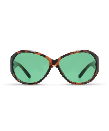 MigraLens PurFect Migraine Relief Glasses | Outdoors and Digital Screens | Women | Green Lenses | Tortoiseshell Brown