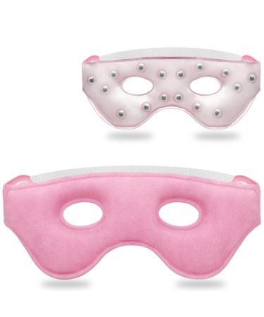 Gel Ice Eye Mask with Acupoint Magnets Cooling Eye Mask Reusable Eye Ice Pack for Cold Hot Compress Therapy Cold Eye Mask Cooling & Heating for Eye Strain Relief Dark Circles Puffy Eyes Migraine