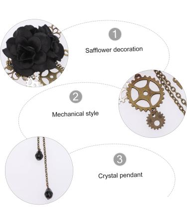 minkissy Punk Mechanical Hairpin Black Ab Rhinestones Vintage Hair Clips for Accessories Tassel Gothic Tassels Hairpins Anime Accessories Cosplay Hair Accessories Alloy Black - Buy Online on GoSupps.com