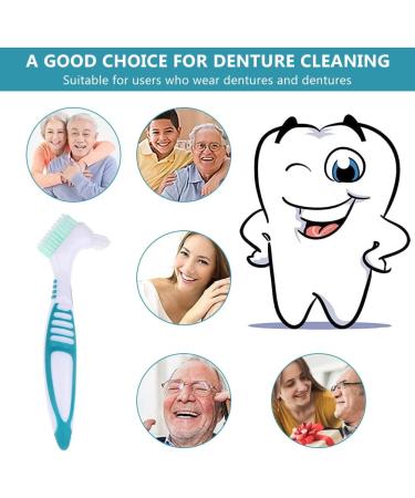 Presswent Toothbrush for Dentures & Dental Care | Multi-layered Bristles for Effective Cleaning | Prosthetic Toothbrush - Blue - Buy Online on GoSupps.com