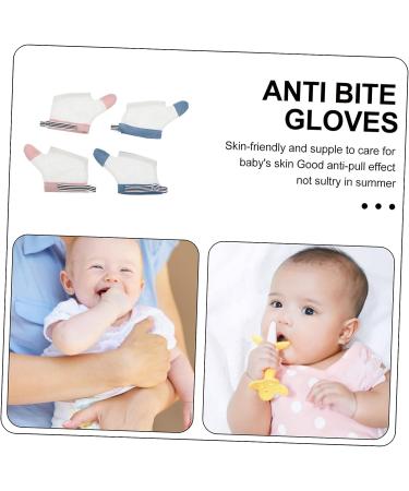 Cabilock 2 Pairs Anti-Eating Gloves | Suction Cup Toy & Newborn Essentials Kit | Infant Thumb Guard & Teething Toy | Finger Sucking Corrector | Baby White 11.5x6.5x0.5cm - Buy Online on GoSupps.com
