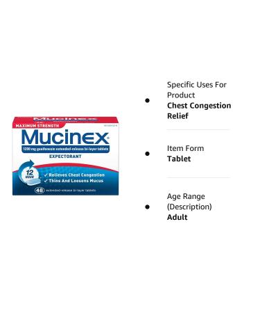 Mucinex Chest Congestion Relief 48 ct Tablets - Maximum Strength - Buy Online on GoSupps.com