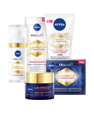 Nivea Cellular Luminous Anti-Pigment Spots Set | Face Serum Day & Night Creams Hand Cream | Anti-Aging Skin Care with Hyaluronic Acid - Shop Internationally - Buy Online on GoSupps.com