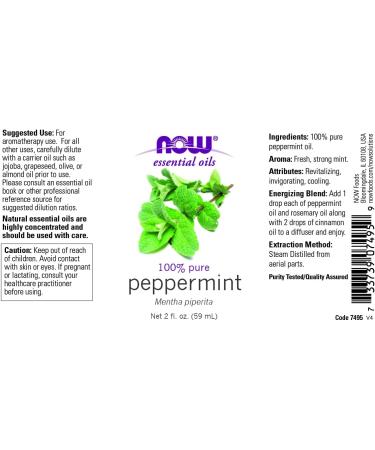 Now Foods Peppermint Essential Oil 2 fl oz - Pure Aromatherapy - Buy Online on GoSupps.com
