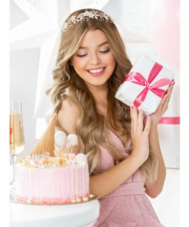 SWEETV Crystal Tiara Bridal Headpiece for Wedding | Gold Flower Leaf Hair Accessory for Women - Buy Online on GoSupps.com