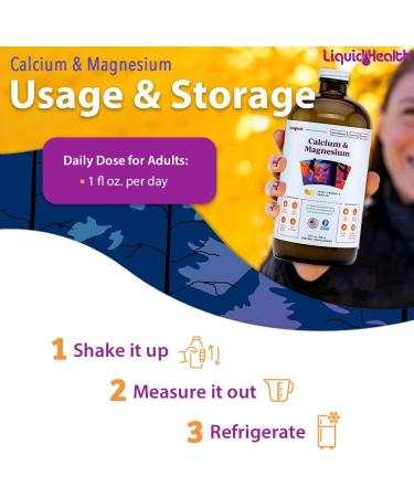 32 fl oz Liquidhealth Calcium & Magnesium Supplement - Joint & Bones Support with Vitamin D3 - Citrate Vegetarian Formula - Non GMO - Natural - 1 Pack - Buy Online on GoSupps.com