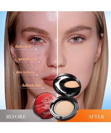 Buy Sunscreen Cushion Foundation - SPF Protection Air Cushion for All Skin Types | Natural Coverage - 3 Pack - Buy Online on GoSupps.com