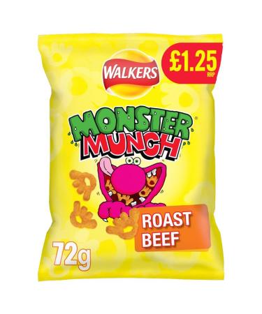 Walkers Monster Munch ROAST BEEF Snack Crisps 15 x 72g PMP Bags