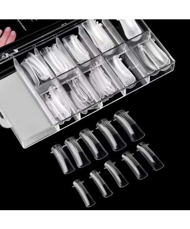 Nail Extension Form Tips Clear 100pcs Poly Gel Acrylic Nails Mold Artificial Dual Forms System UV Gel DIY Polish Manicure Tool 100PCs/Case with Scale